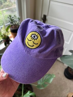 Purple Woke Face Dad Hat with Yellow Cyclops Smile Patch